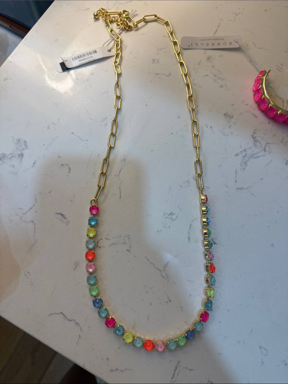 Sorrelli Gold-Tone Necklace with Multicolor Gem Beads